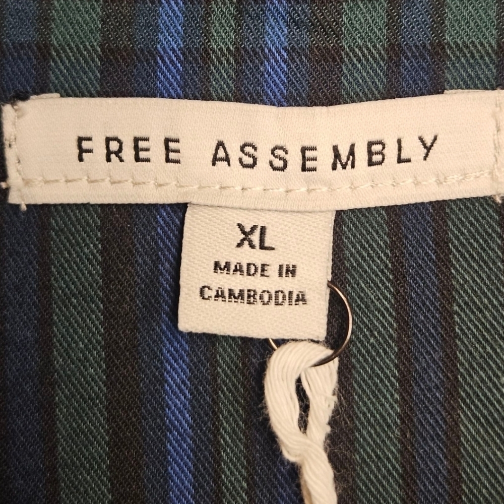 FREE ASSEMBLY XL-1X Plaid mini wrapdress black,blue,green long Sleeve Pockets - Picture 12 of 16